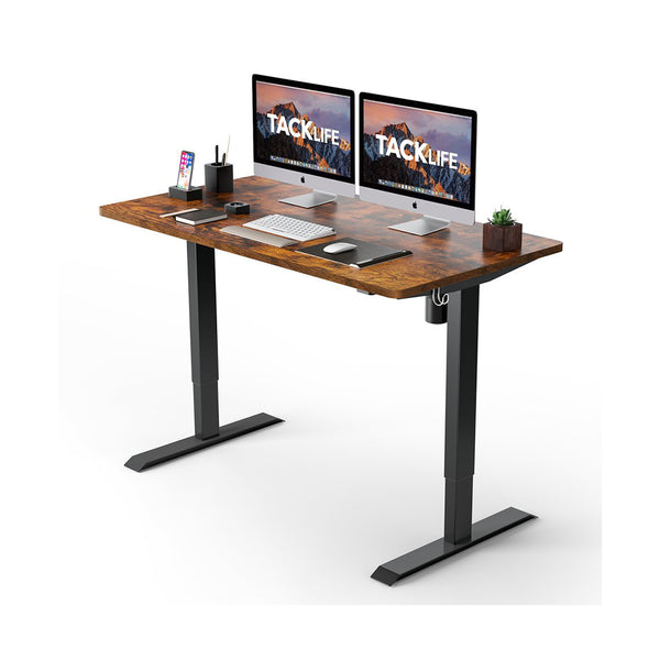 Electric Standing Desk, 48 X 24 Inches Whole Piece Desktop, Brown Top + Black Frame - HOD1A