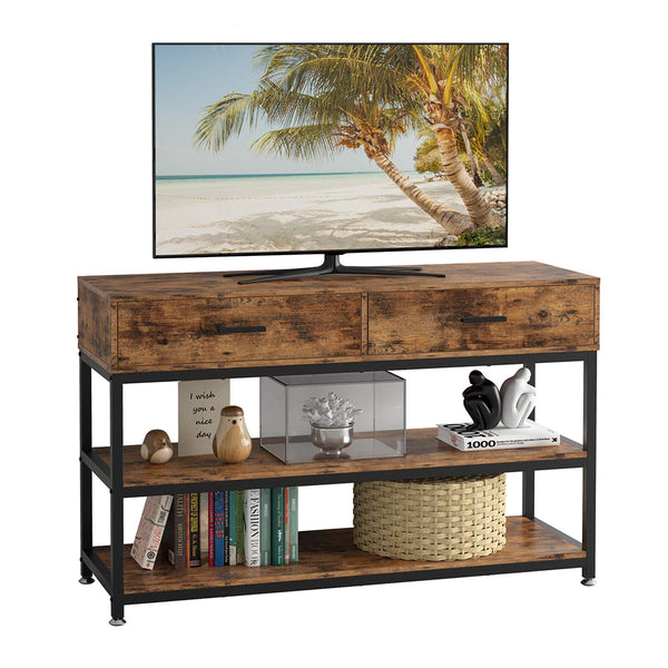 TV Stand for 55 Inch TV with Drawers, Entertainment Center TV Stand Console Table for Living Room, 47 Inches Wood TV Console Storage Cabinet, Vintage Brown