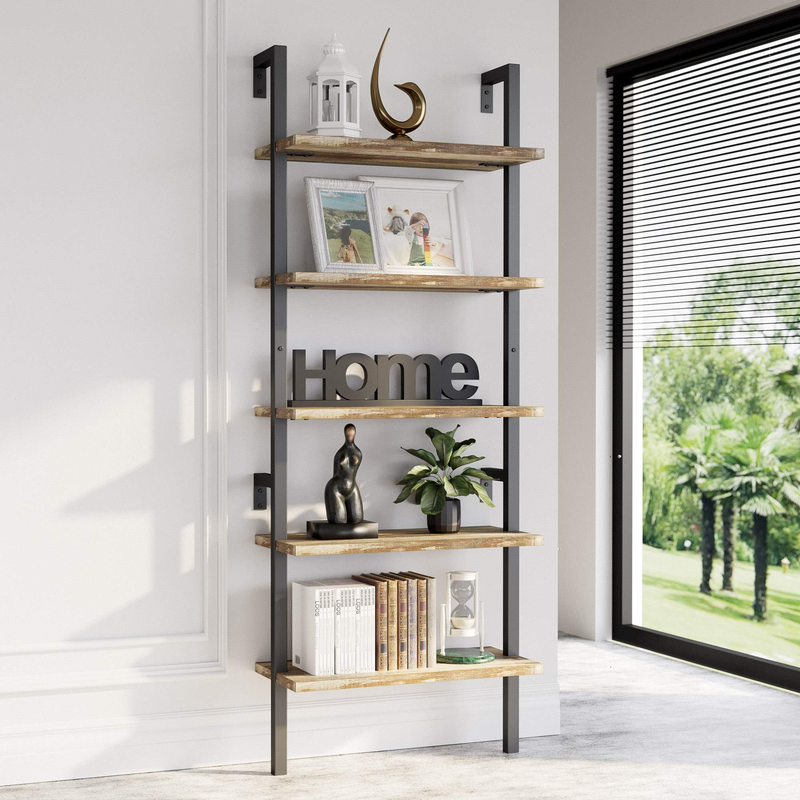 Industrial Ladder Shelf Bookcase 5 Tier