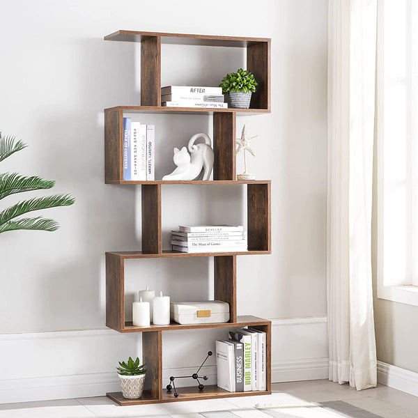 62" Tall Bookcase with 5-Tier Display Shelf,