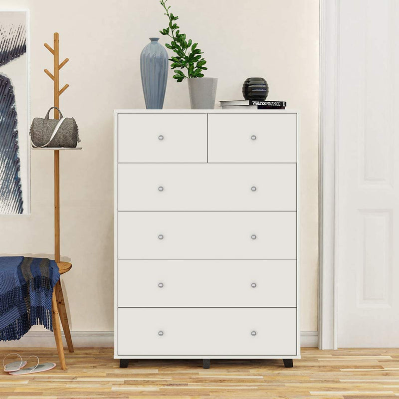 6,7-Drawer Wood White Dresser