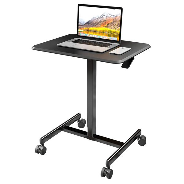 Mobile Desk Computer Desk with Lockable Wheels,25.6"x18.9" Height Adjustable Laptop Cart