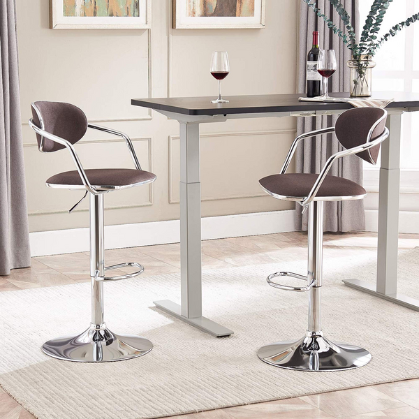 Bar Stools Set of 2, Counter Height Bar Stools with Back and Armrest(Light Brown)
