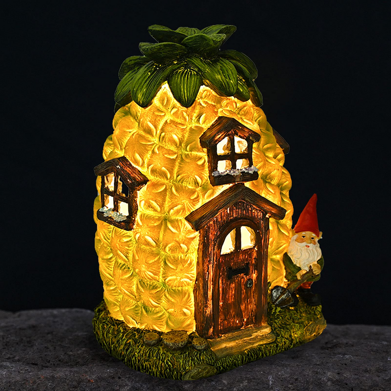 Fairy House Solar Powered LED Outdoor Decor Garden Light,Fairy Garden Cottage Figurines Sculptures for Outdoor Patio Lawn Yard Decoration