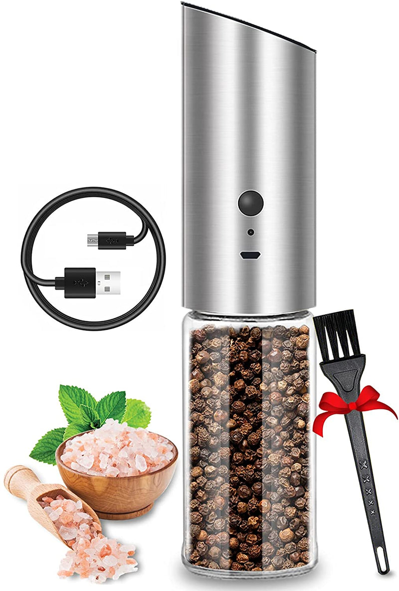 Electric Pepper Grinder, USB Rechargeable Gravity Salt and Pepper Grinder Set