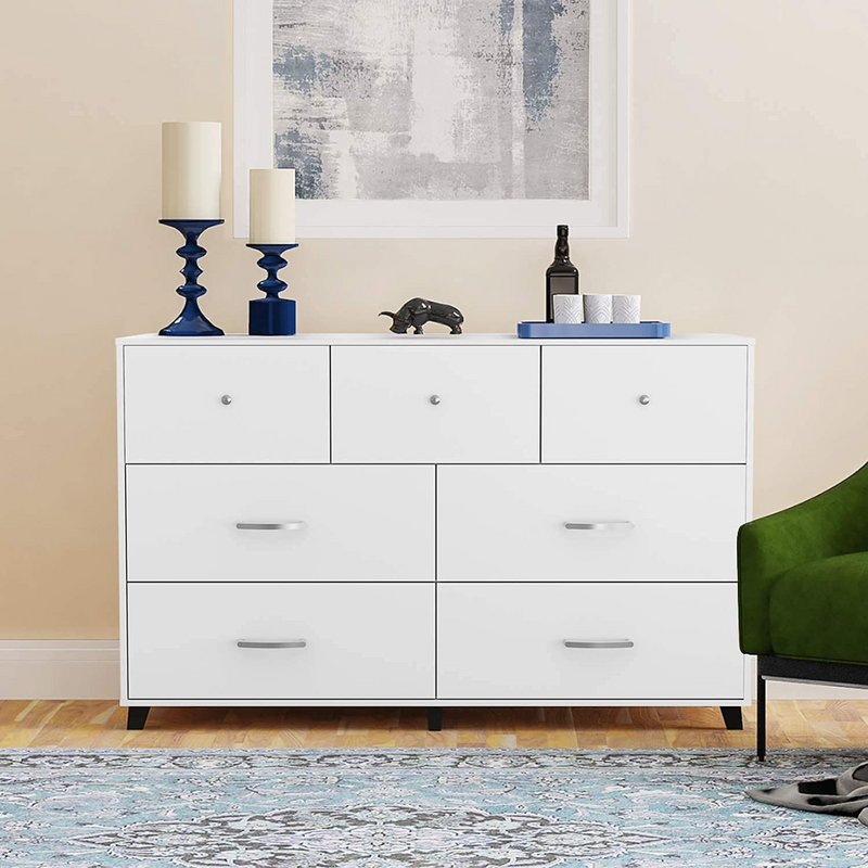 6,7-Drawer Wood White Dresser