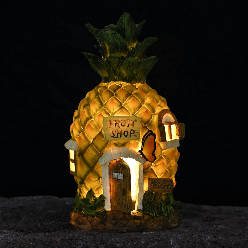 Fairy House Solar Powered LED Outdoor Decor Garden Light,Fairy Garden Cottage Figurines Sculptures for Outdoor Patio Lawn Yard Decoration