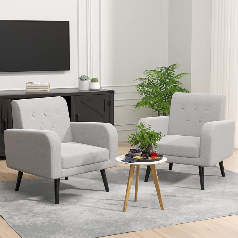 Comfortable Fabric Armchair with Button Backrest and Removable Seat Cushion