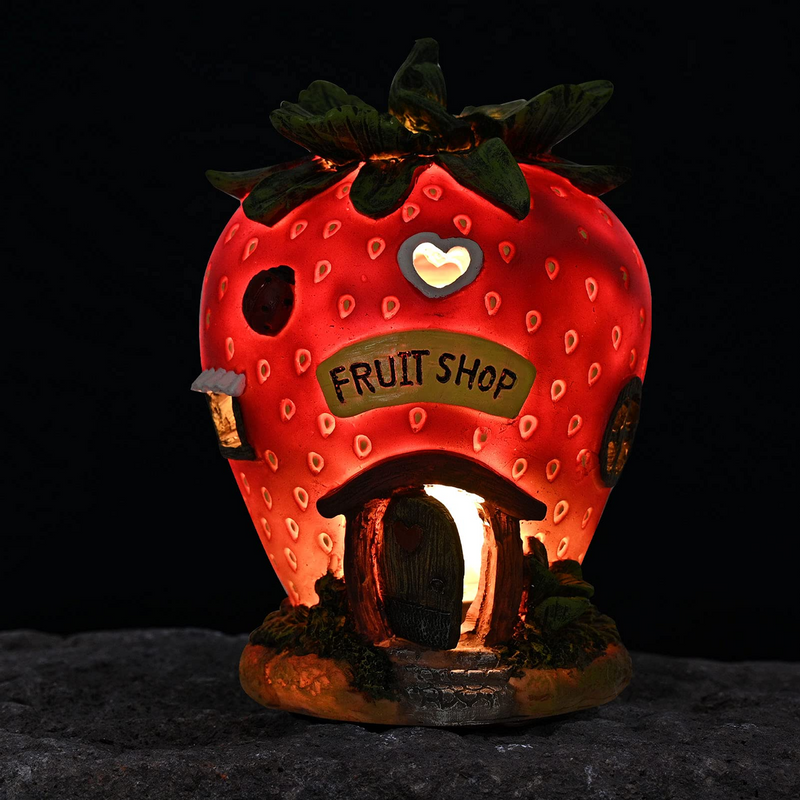 Fairy House Solar Powered LED Outdoor Decor Garden Light,Fairy Garden Cottage Figurines Sculptures for Outdoor Patio Lawn Yard Decoration
