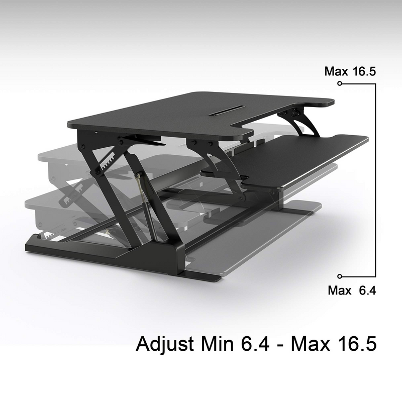 Standing Desk Converter 36.5", Stand Up Desk Riser, Height Adjustable Ergonomic Tabletop Workstation Black