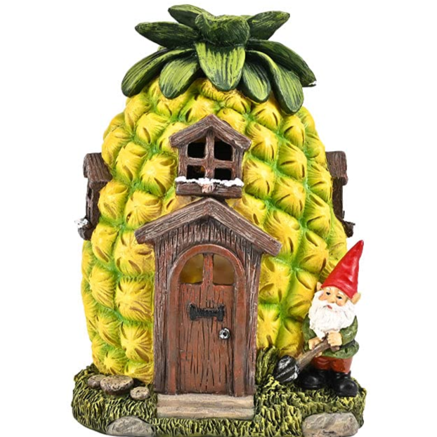 Fairy House Solar Powered LED Outdoor Decor Garden Light,Fairy Garden Cottage Figurines Sculptures for Outdoor Patio Lawn Yard Decoration