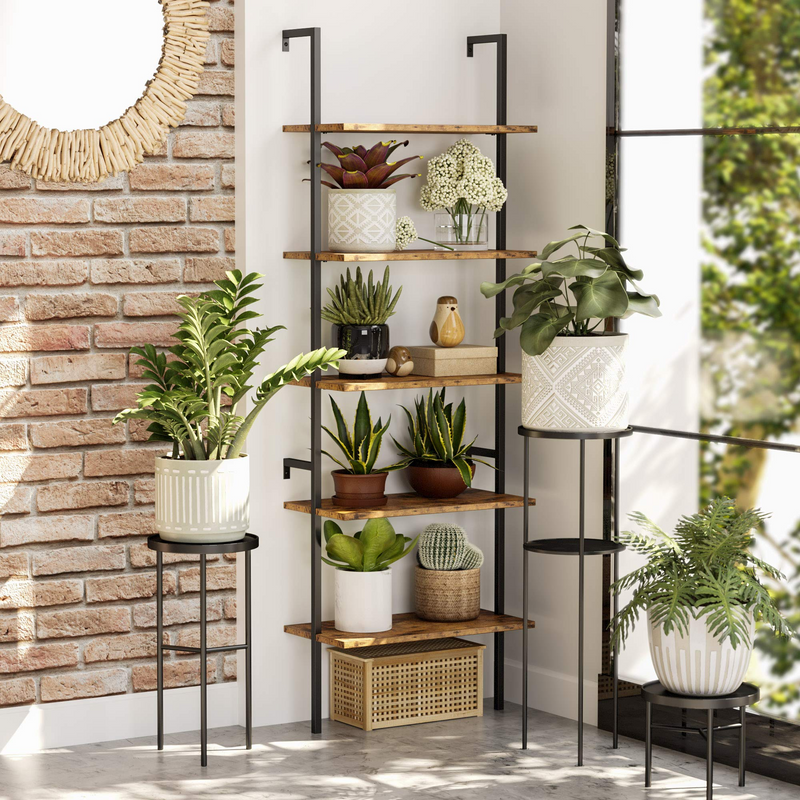 Industrial Ladder Shelf Bookcase 5 Tier