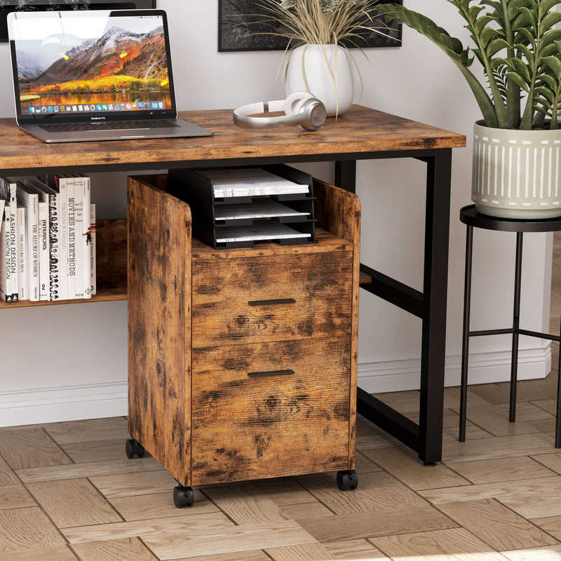 IFiling Cabinet 2 Drawers File Cabinet, Printer Stand on Wheels, Mobile Rolling Vertical File Cabinet for A4