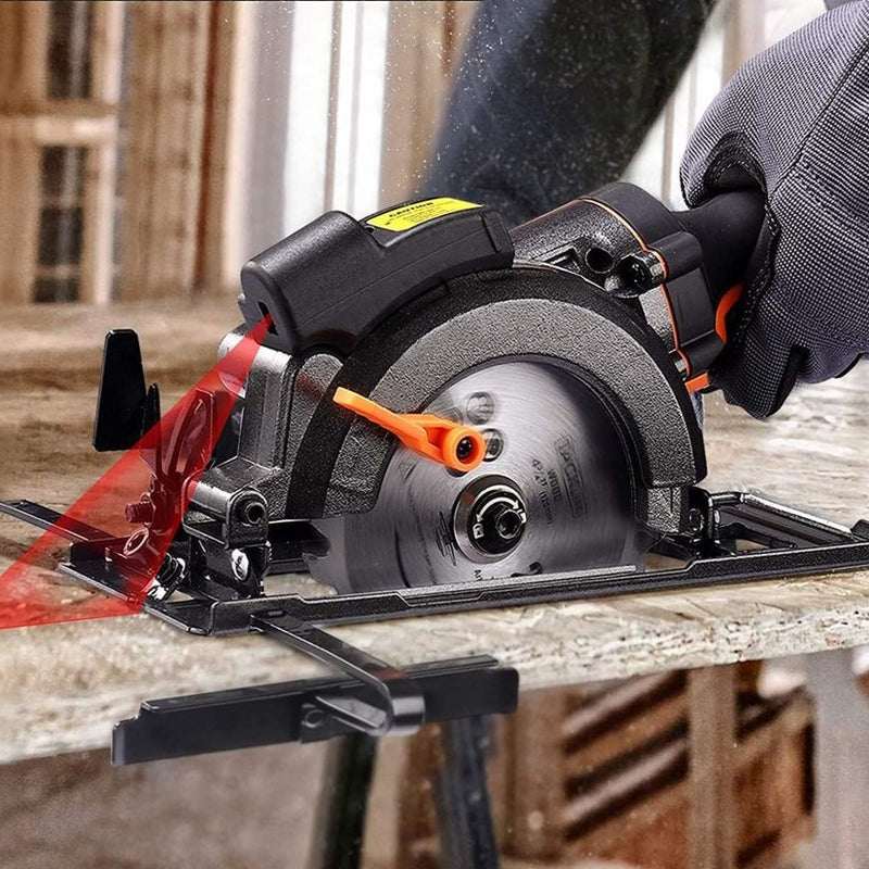 Mini Circular Saw, 5.8A 3500RPM, Metal Handle With 6 Blades (4-3/4" & 4-1/2”) - TCS115A