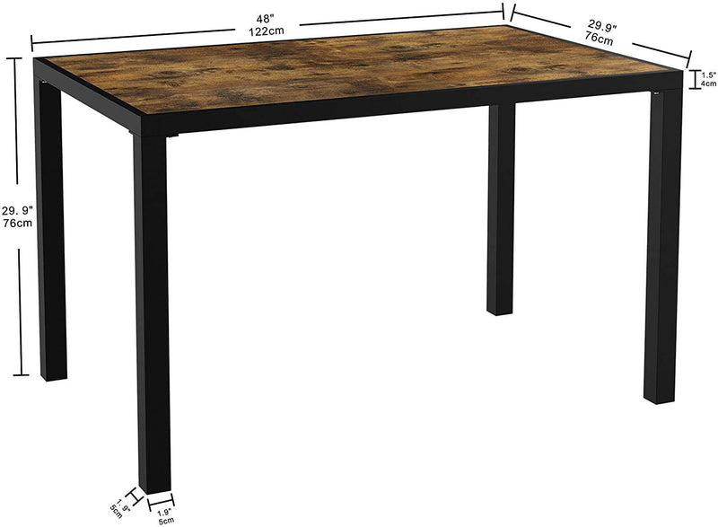Industrial Dining Table, Rectangular Dinner Table Top with Metal Edges