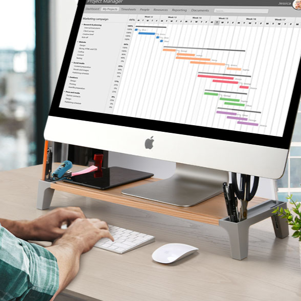 Monitor Stand Riser 22 Inch with USB Fast Charging Desk Storage Organizer. 4 Hub and Support Transfer Data and Charging,Computer Screen &Desk Shelf Riser