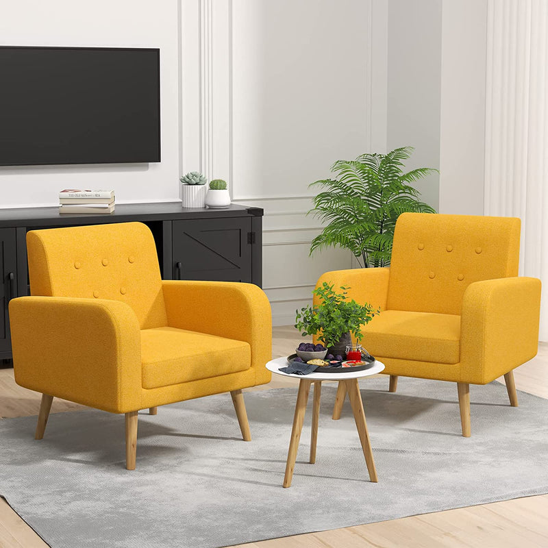 Comfortable Fabric Armchair with Button Backrest and Removable Seat Cushion