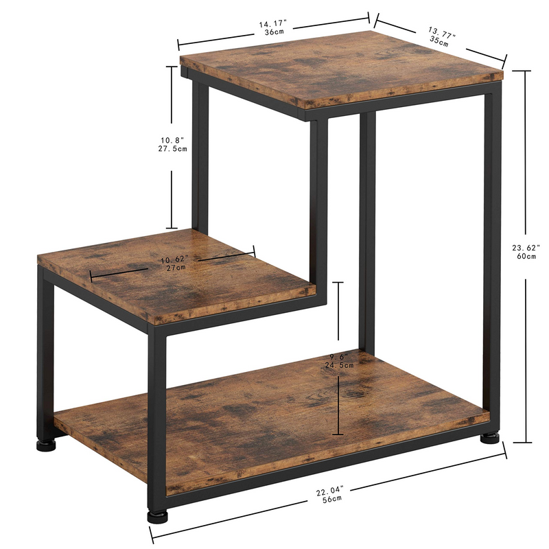 Industrial Side Tables Living Room, 3-Tier End Tables Bedroom
