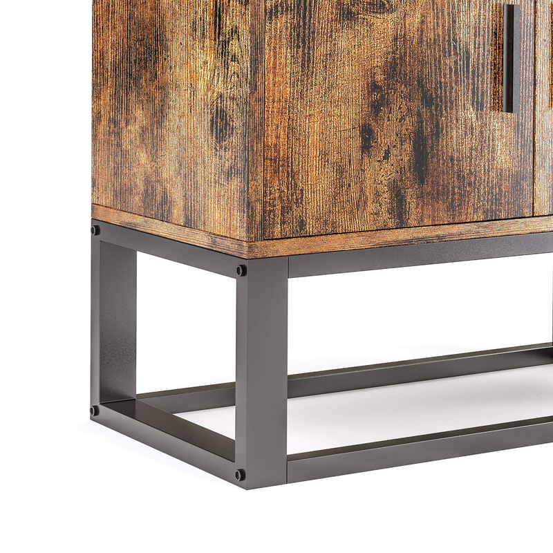 Bookcase and Bookshelf with Doors, Wood and Metal Mini Bookshelves