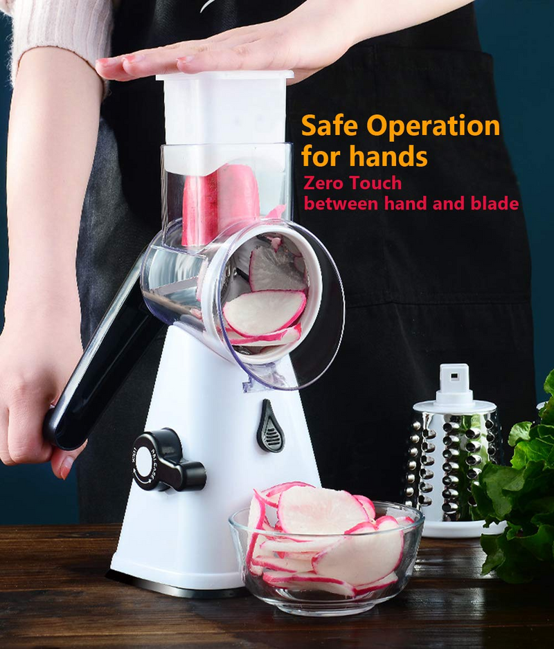 Rotary Cheese Grater Vegetable Graters,Kitchen Grater Shredder with 3 Drum Blades and Potato with Strong Suction Base