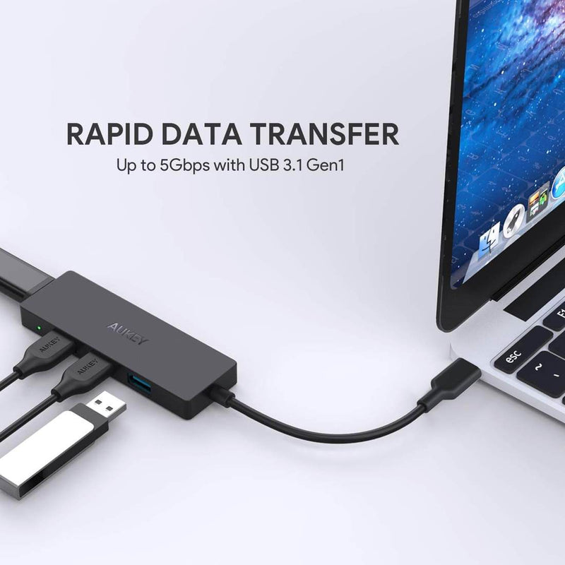 CBC64 USB C Hub Ultra Slim with 4 USB 3.0 Data Ports Black