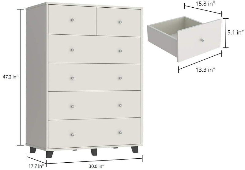 6,7-Drawer Wood White Dresser