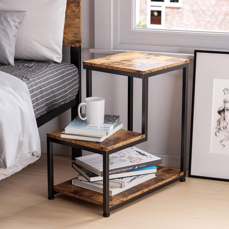Industrial Side Tables Living Room, 3-Tier End Tables Bedroom