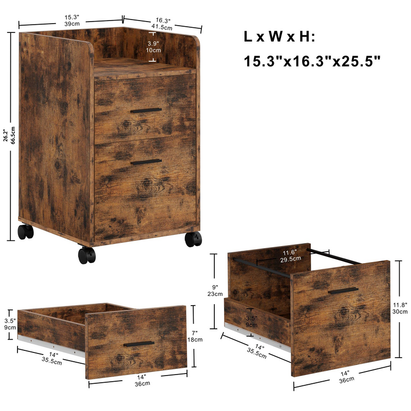 IFiling Cabinet 2 Drawers File Cabinet, Printer Stand on Wheels, Mobile Rolling Vertical File Cabinet for A4