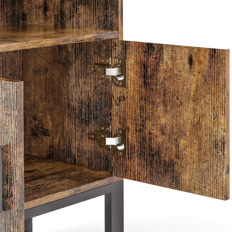 Bookcase and Bookshelf with Doors, Wood and Metal Mini Bookshelves