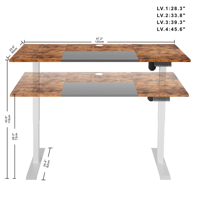 Electric Standing Desk, 47.2”Adjustable Height and Width Computer Desk