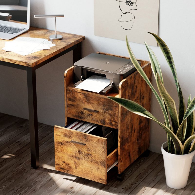 IFiling Cabinet 2 Drawers File Cabinet, Printer Stand on Wheels, Mobile Rolling Vertical File Cabinet for A4