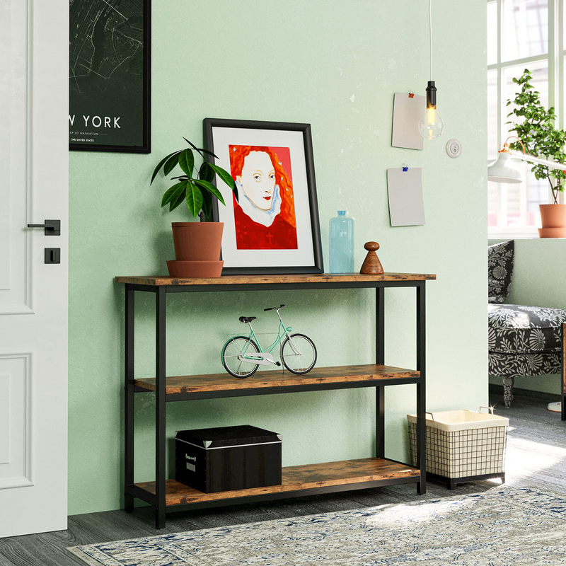 Sofa Table, 43" Console Table with Storage, Height Adjustable, Narrow Hallway Table for Entryway