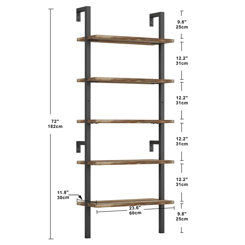 Industrial Ladder Shelf Bookcase 5 Tier