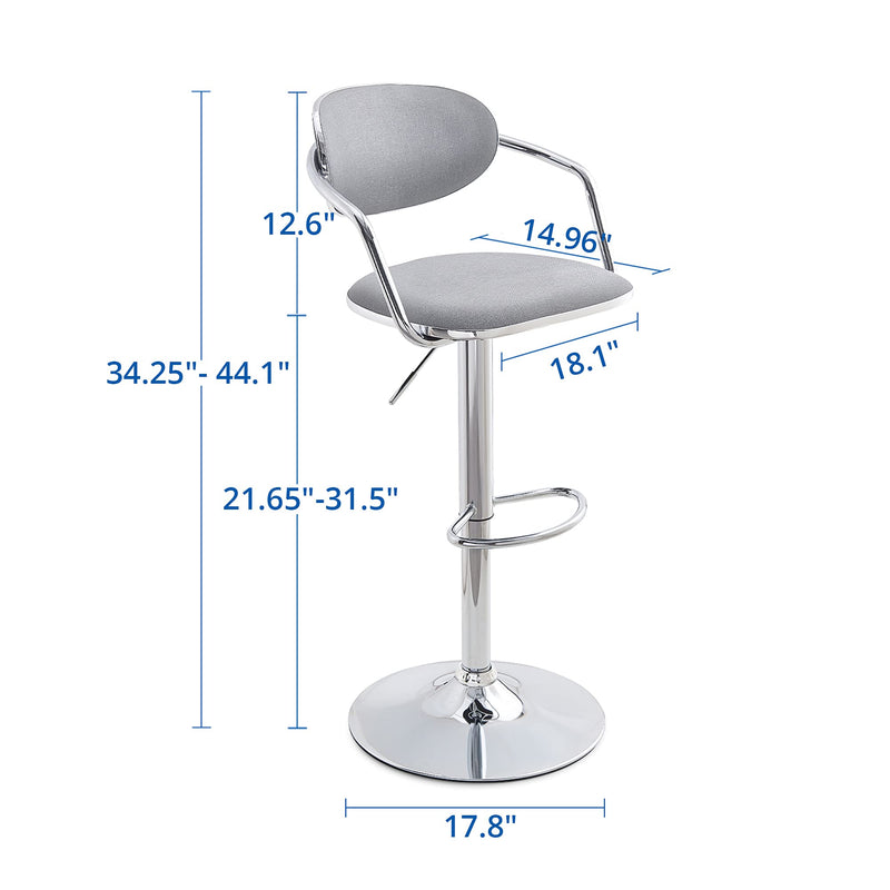 Bar Stools Set of 2, Counter Height Bar Stools with Back and Armrest