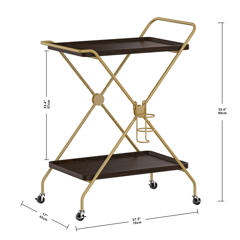 Bar Cart with Wine Rack, 2 Tier Kitchen Cart on Wheels Industrial Coffee Cart, Liquor cart with Wine Bottle Holders