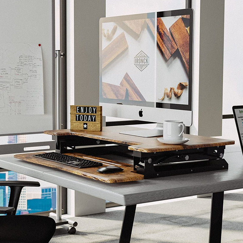 Standing Desk Converter, 30 Inches Height Adjustable Desk, Economic Desk Riser with Keyboard Tray, Industrial Desk