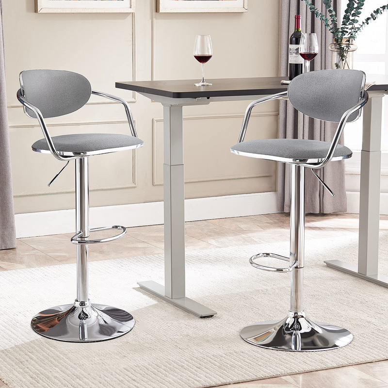 Bar Stools Set of 2, Counter Height Bar Stools with Back and Armrest