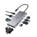 CBC89 10 in 1 USB C Hub with 4K HDMI & VGA Silver