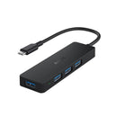 CBC64 USB C Hub Ultra Slim with 4 USB 3.0 Data Ports Black