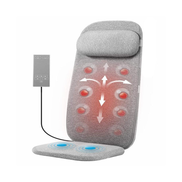SHIATSU MASSAGE CUSHION WITH HEAT AND VIBRATION, MASSAGE CHAIR PAD TO RELAX FULL BACK, SHOULDERS, LUMBAR AND THIGHS