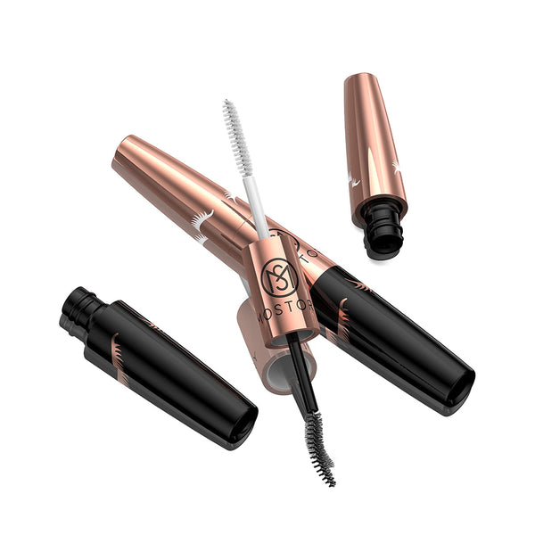 Mascara Black volume and length - Waterproof White Fiber Primer 2 in 1 Eye Makeup Set with Double Lash Extensions, 1 Count-2 Mascara Wands