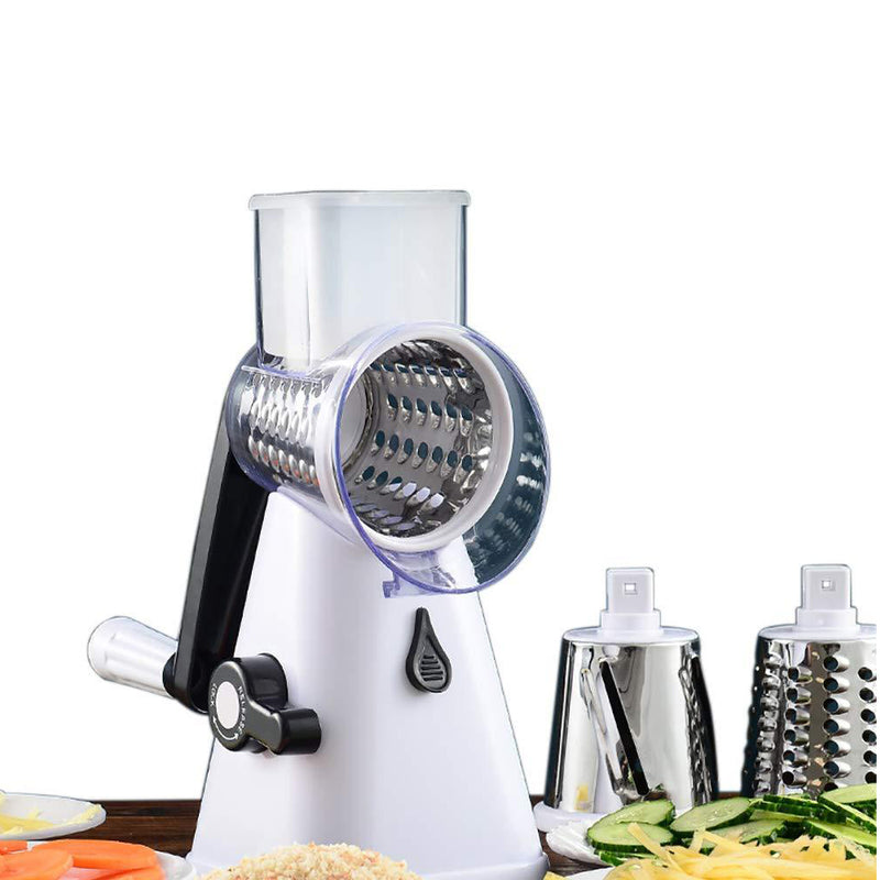Rotary Cheese Grater Vegetable Graters,Kitchen Grater Shredder with 3 Drum Blades and Potato with Strong Suction Base