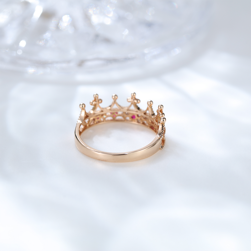 Nature Ruby Engagement Ring Fashion Jewelry Silver 925 Rose Gold Crown Rings For Woman