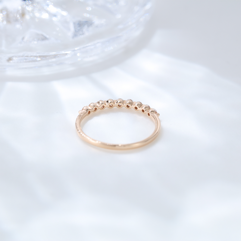 Unique Moissanite Wedding Band Silver 925 Rose Gold Stacking matching Ring