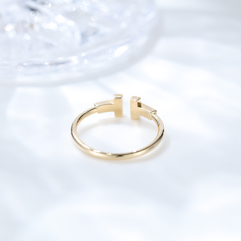 Customized Siver 925 Yellow Gold Wedding Band T Shaped Moissanite Engagement Rings for Women