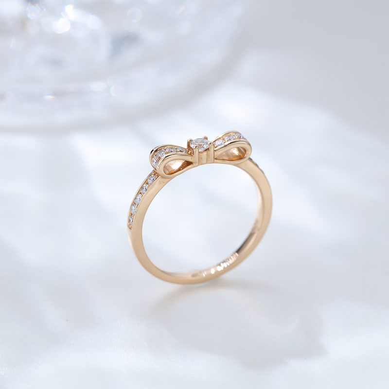 Moissanite engagement ring Women Silver 925 Rose Gold Wedding Rings Vintage Engagement ring art deco Bowknot Design Ring