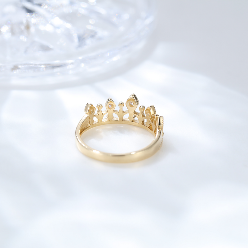 Silver 925 Yellow Gold wedding band Fashion Crown Moissanite Wedding Ring for Women Anniversary Gift
