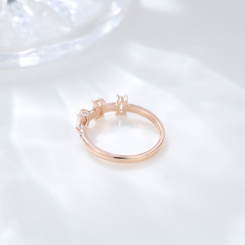 Silver 925 wedding band Rose Gold Rings Missanite Wedding Half Eternity Ring Jewelry For Women