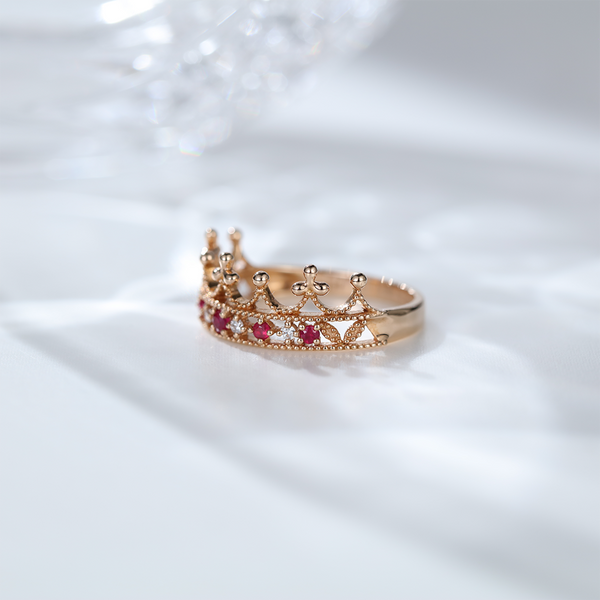 Nature Ruby Engagement Ring Fashion Jewelry Silver 925 Rose Gold Crown Rings For Woman