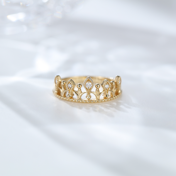 Silver 925 Yellow Gold wedding band Fashion Crown Moissanite Wedding Ring for Women Anniversary Gift